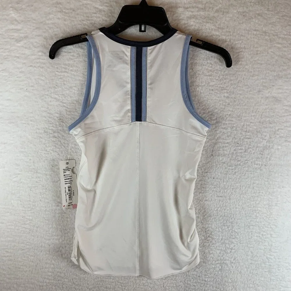Lucky In Love Tennis Tank Top Girls Small White Semi-Fitted V-Neck Pullover 7081